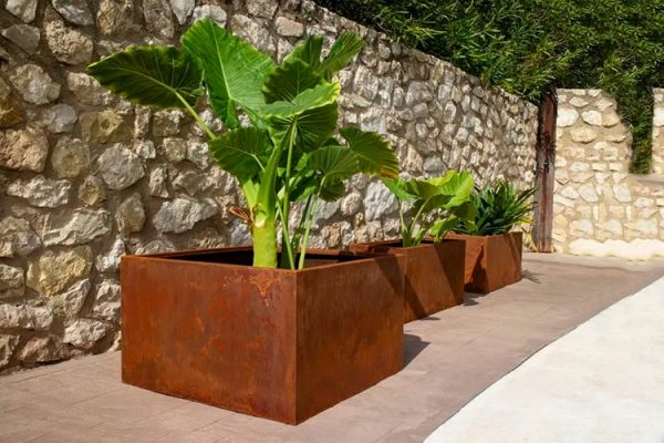 Jardineras cuadradas en acero corten